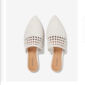 White Woven Mules